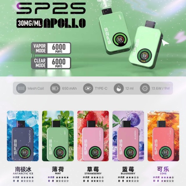 新品SP2S拋棄式12000口 SP2S拋棄式一次性電子煙 雙模式 電子菸線上購